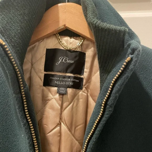 J. Crew Lodge Coat Italian Stadium Cloth Wool Nello Gori Forest Green 00 - Picture 5 of 9